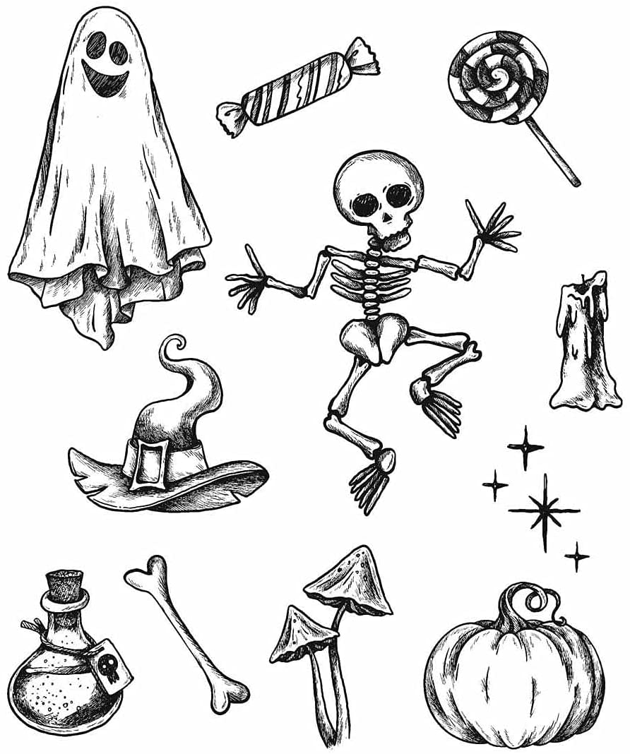 Stampers Anonymous Tim Holtz Cling Rubber Stamps Halloween Doodles
